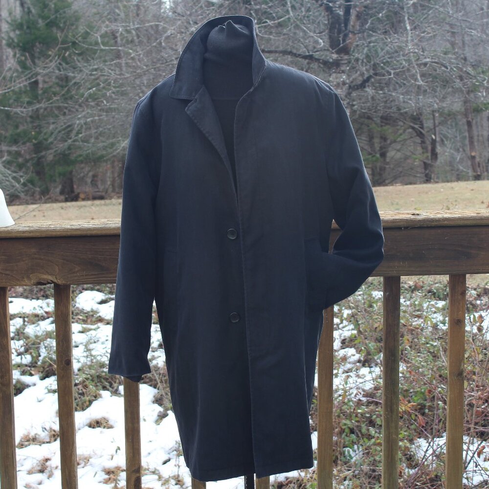 LONDON FOG VTG Charcoal Black Trench Coat with Removable Lining Mens Sz 38 Short